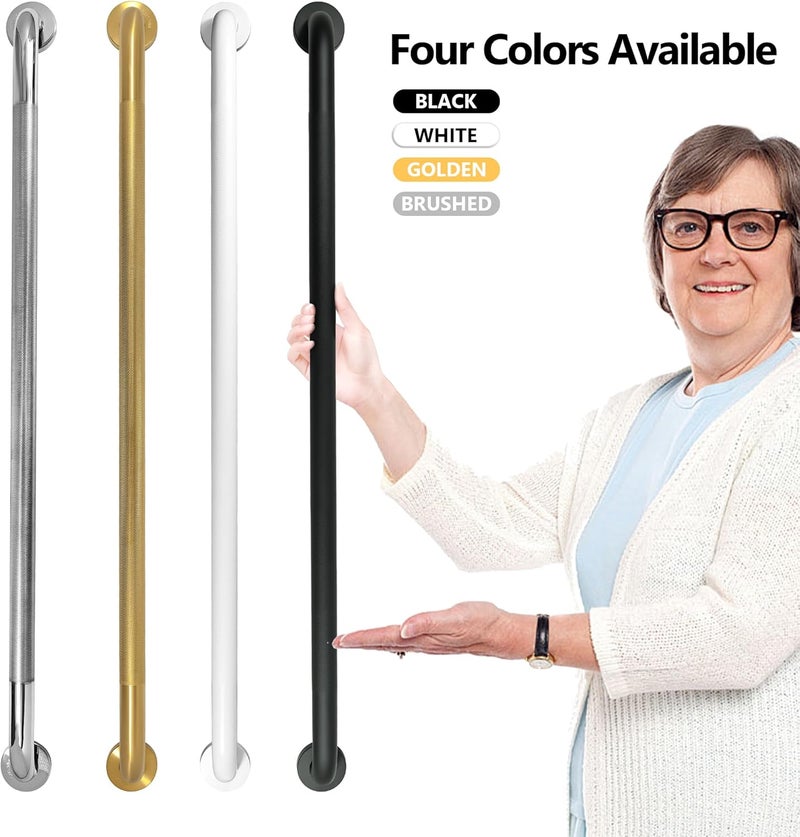 Rackickyer Shower Grab Bar, 2 Pack 39.4 Inch White Bathroom Grab Bar, 1.25" Diameter 304 Stainless Steel Anti-Slip Grab Bars for Bathtubs and Showers, Handicap Shower Grab Bar for Seniors Elderly - Image 5